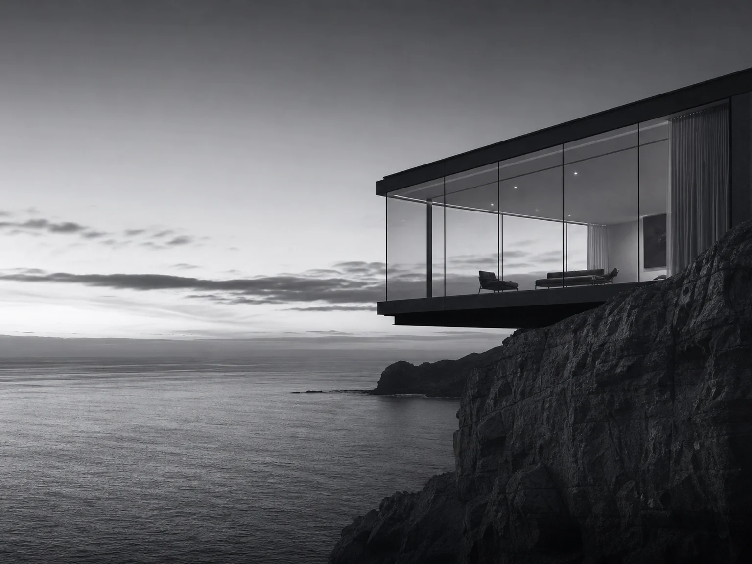 Cliffside residence cantilevered over the ocean