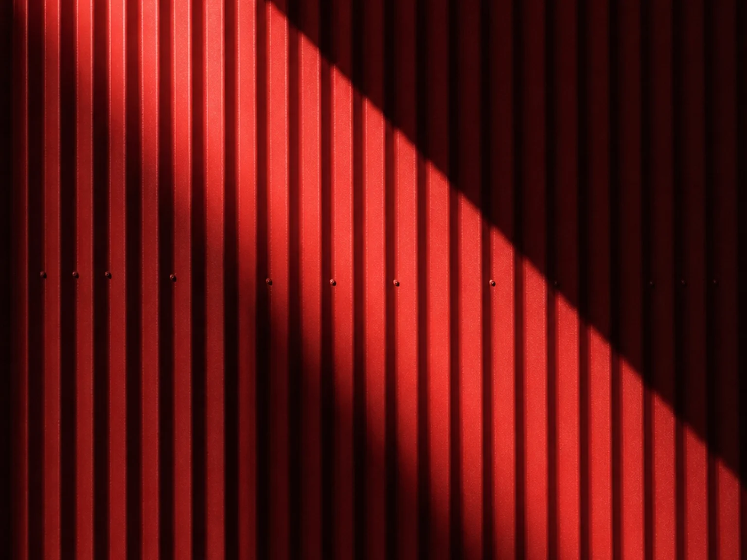 Red corrugated facade detail